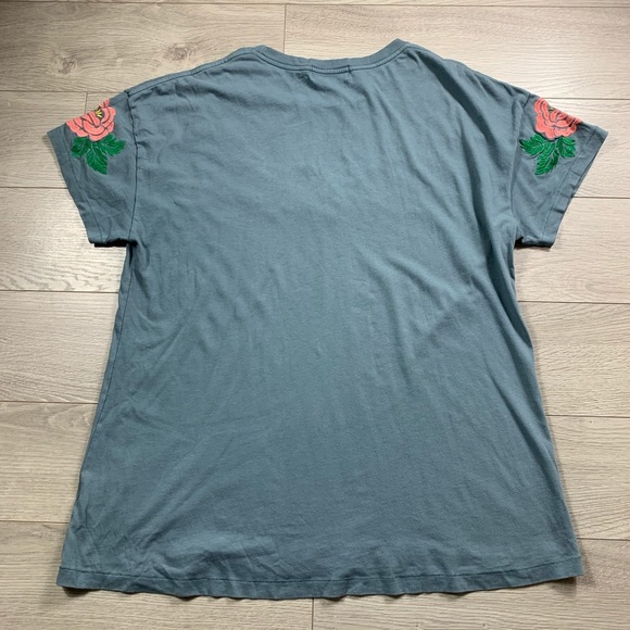 Wildfox Couture Oversized Indigo Rose Embroidered T-Shirt Dress in Vision Blue - Picture 4 of 11